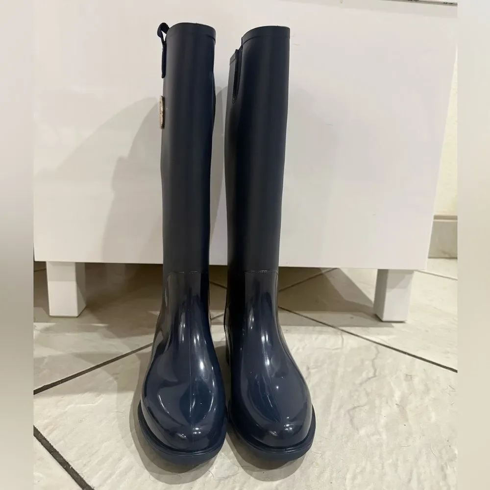 NWT Tommy Hilfiger Karissa Tall Rain Boots Navy Blue Womens Size 6